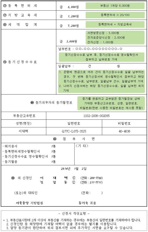 전세권 등기 말소 등기 신청서 양식